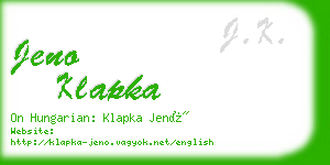 jeno klapka business card